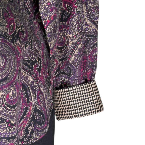 Chaps Ralph Lauren Womens Shirt XL Paisley Houndstooth Cotton Non Iron Button Up - Picture 8 of 8